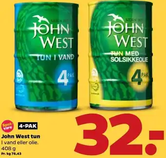 Netto John West Tun 408g tilbud