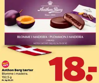 Netto Anthon Berg Tærter 192,5 g tilbud