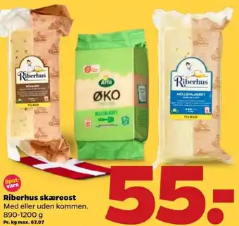 Netto Riberhus Skæreost 890-1200g tilbud