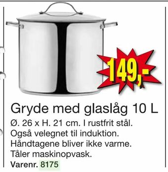 Harald Nyborg Gryde med glaslåg 10 L tilbud
