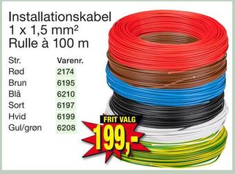 Harald Nyborg Installationskabel 1 x 1,5 mm2 rulle à 100 m tilbud