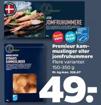 Premium Kam-Muslinger Eller Jomfruhummere 150-350g