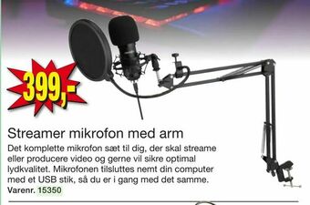 Harald Nyborg Streamer mikrofon med arm tilbud