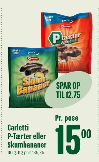 Min Købmand Carletti P-Tærter eller Skumbananer tilbud