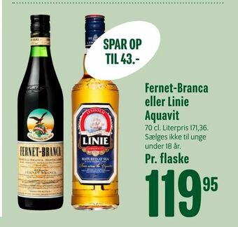 Min Købmand Fernet-Branca eller Linie Aquavit tilbud