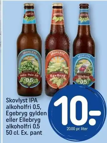 REMA 1000 Skovlyst ipa alkoholfri 0,5 egebryg gylden eller ellebryg alkoholfri 0,5 50 cl. ex. pant tilbud