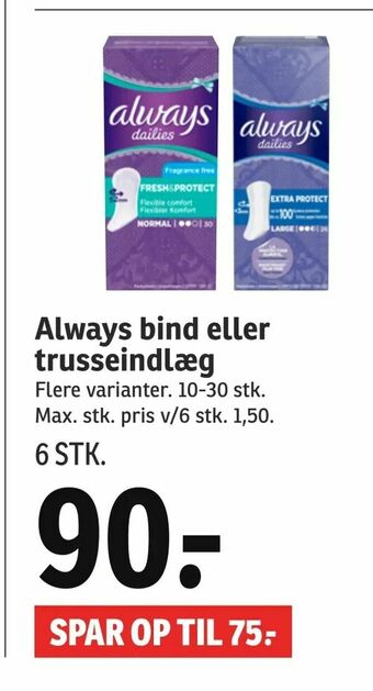 Always bind eller trusseindlæg