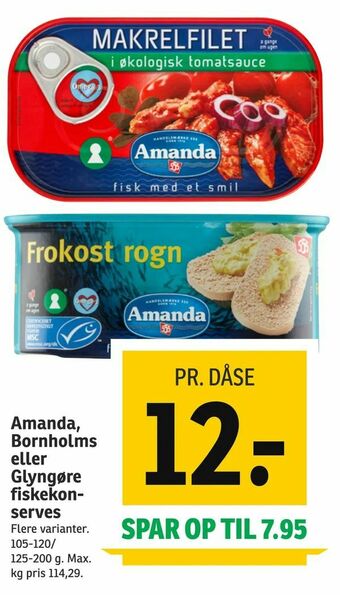 SPAR Amanda, Bornholms eller Glyngøre fiskekonserves tilbud