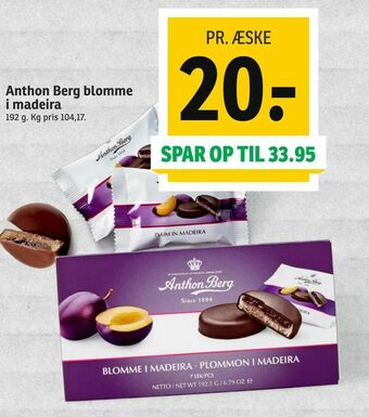 SPAR Anthon Berg blomme i madeira tilbud