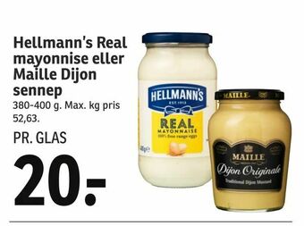 SPAR Hellmann's Real mayonnise eller Maille Dijon sennep tilbud