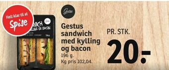 SPAR Gestus sandwich med kylling og bacon tilbud