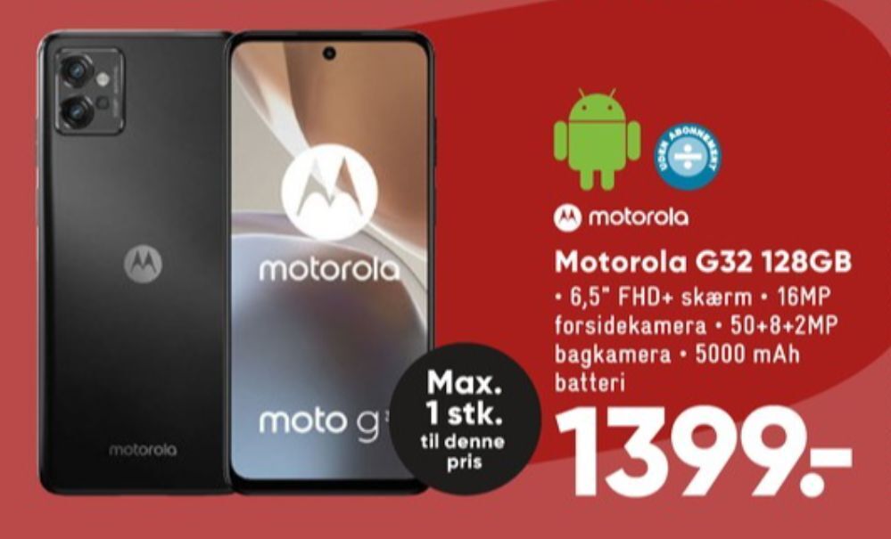 Motorola moto g32 mobiltelefon tilbud hos Bilka