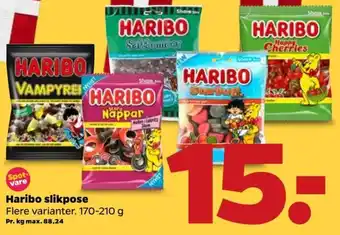 Netto Haribo Slikpose 170-210g tilbud