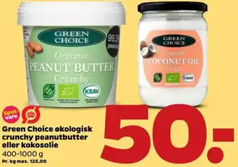Netto Green Choice Økologisk Crunchy Peanutbutter Eller Kokosolie tilbud