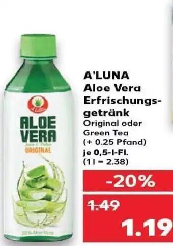 Kaufland DE A'Luna Aloe Vera Erfrischungsgetränk tilbud