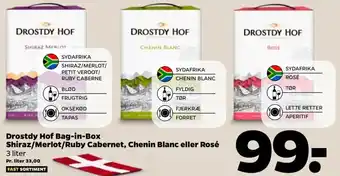 Netto Drostdy Hof Bag-In Box Shiraz 3Liter tilbud