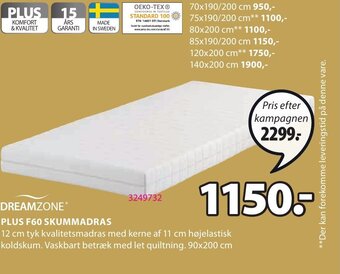 JYSK Plus F60 Skummadras tilbud