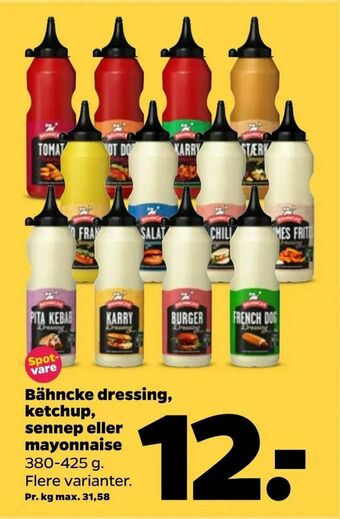 Netto Bähncke dressing, ketchup, sennep eller mayonnaise tilbud