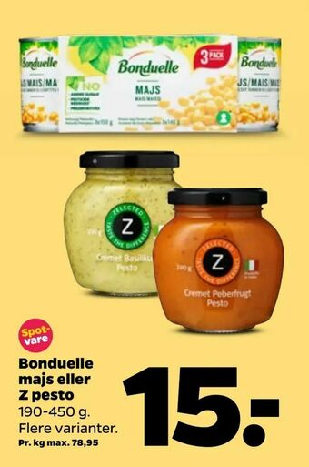 Netto Bonduelle majs eller Z pesto tilbud