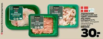 Netto Velsmag kyllingeoverlår med rygben, wokstrimler eller hakket kyllingekød 3-7% danske tilbud