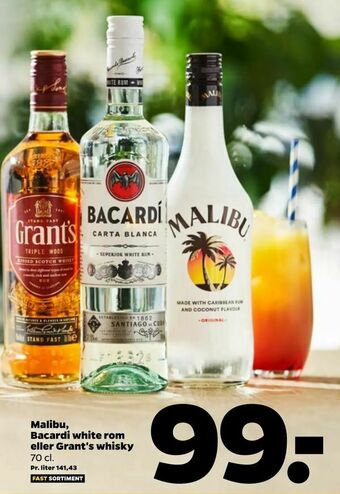 Netto Malibu, Bacardi white rom eller Grant's whisky tilbud