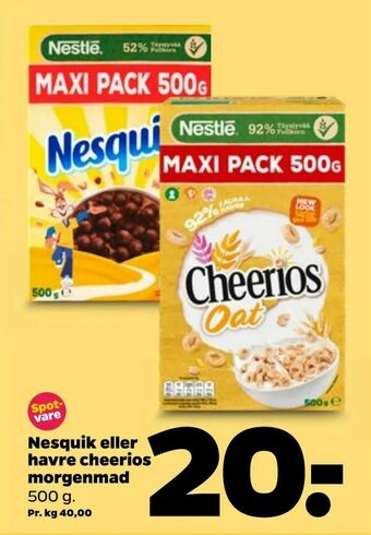 Nesquik eller havre cheerios morgenmad