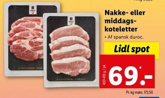 Let-Køb Nakke- eller middags- koteletter tilbud