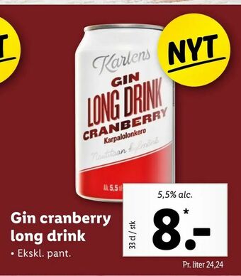 Let-Køb Gin cranberry long drink tilbud