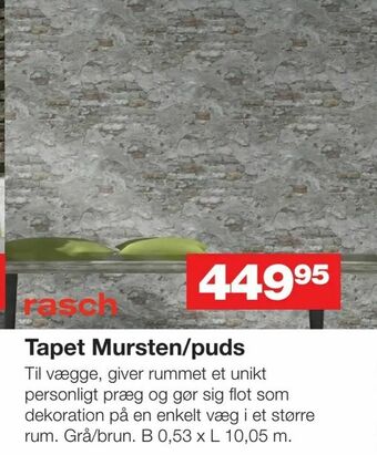 Tapet Mursten/puds