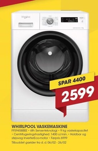 Punkt1 Whirlpool vaskemaskine tilbud