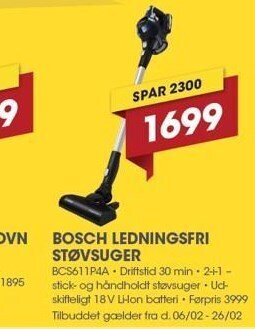 Punkt1 Bosch ledningsfri støvsuger tilbud