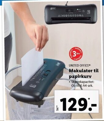 Lidl United office makulator til papirkurv tilbud
