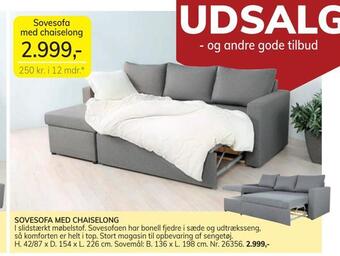 Daells Bolighus Sovesofa med chaiselong tilbud