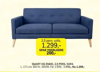 Daells Bolighus Smart og enkel 2,5 pers. sofa tilbud