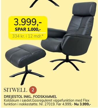 Daells Bolighus Drejestol inkl. fodskammel tilbud