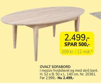 Daells Bolighus Ovalt sofabord tilbud
