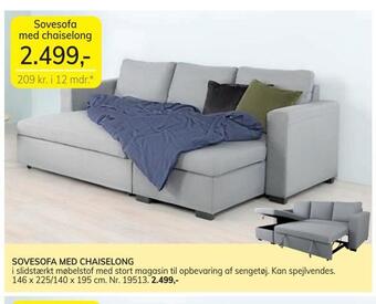 Daells Bolighus Sovesofa med chaiselong tilbud