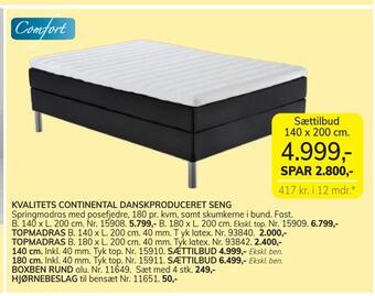 Daells Bolighus Kvalitets continental danskproduceret seng tilbud