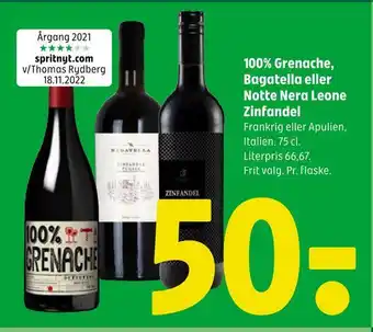 Coop 365 100% grenache, bagatella eller notte nera leone zinfandel tilbud