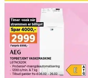 Power Aeg topbetjent vaskemaskine tilbud