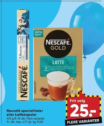 Bilka Nescafé specialiteter eller kaffekapsler tilbud