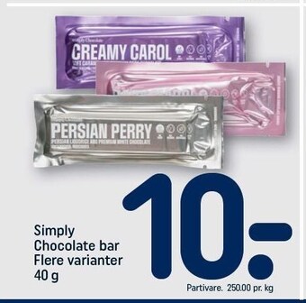 REMA 1000 Simply chocolate bar flere varianter tilbud