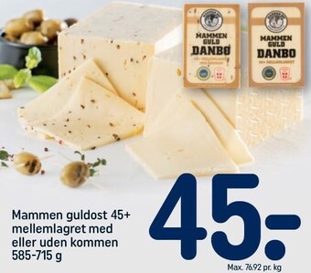 REMA 1000 Mammen guldost 45+ mellemlagret med eller uden kommen tilbud
