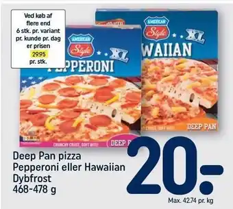 Deep pan pizza pepperonni ekker hawaiian