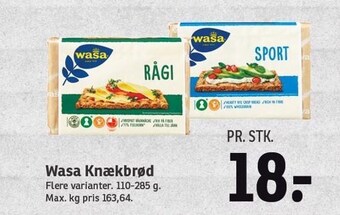SPAR Wasa knækbrød tilbud