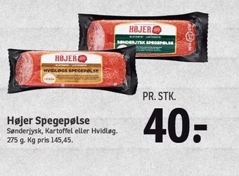 SPAR Højer spegepølse tilbud