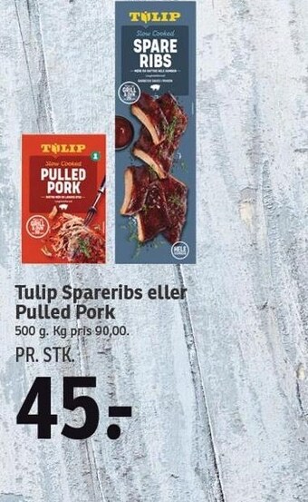 SPAR Tulip spareribs eller pulled pork tilbud