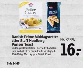 SPAR Danish prime middagsretter eller steff houlberg pariser toast tilbud