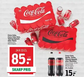 SPAR Coca-cola, coca-cola zero, tuborg squash eller fanta tilbud