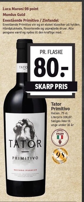 SPAR Tator primitivo tilbud